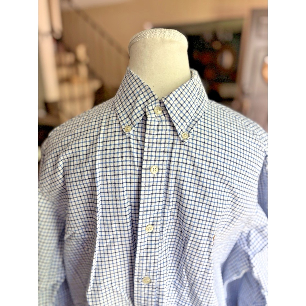 Polo Ralph Lauren Blue‎ Check Long Sleeve Button Down Shirt Size M Flesh Pony